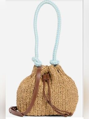 Collection XIIX Drawstring Bucket Bag w/Lt Blue Rope Handle & Crossbody Strap,NW